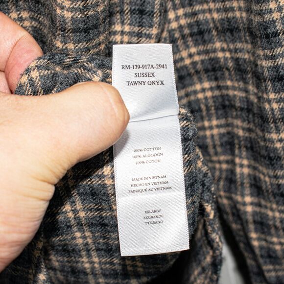 Rails Men's Flannel SUSSEX Shirt Tawny Onyx Plaid Cotton Size 2XL - Picture 6 of 6
